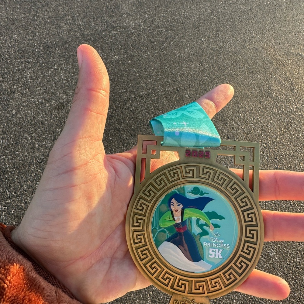 Disney Princess 5K Mulan Gold Medal with Teal Ribbon 2025